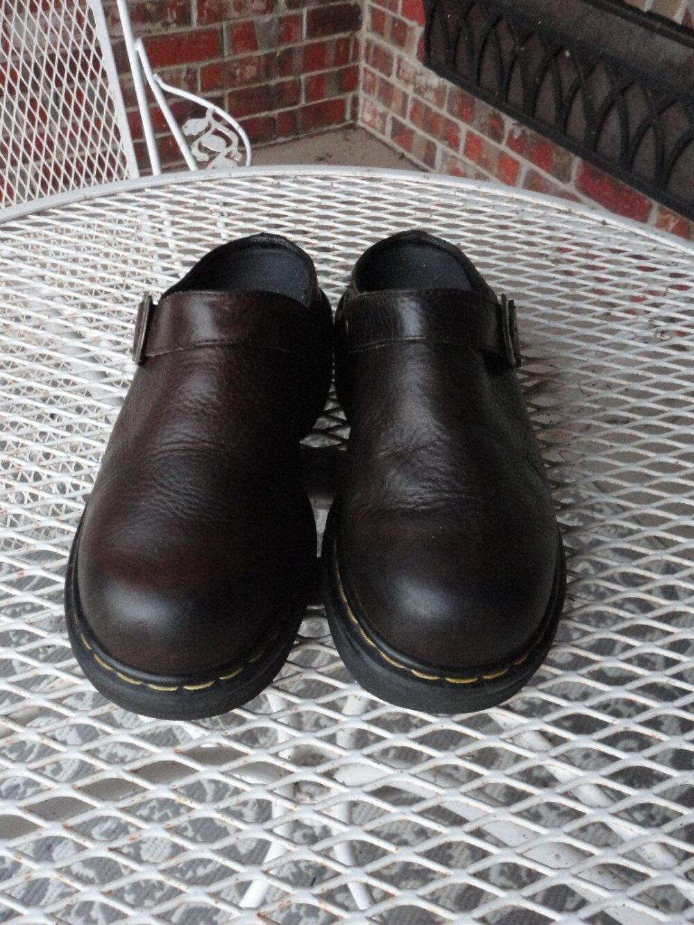 DR MARTENS Women's Brown Leather Chunky Vintage Mules Size 5 (US 7)